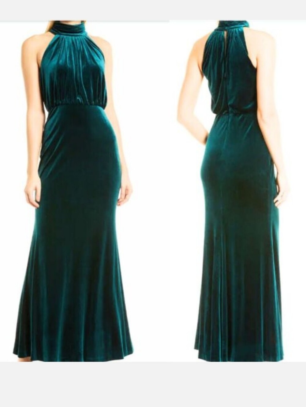 Eliza J Emeral Green Velvet Mock Neck Gown Size 10
